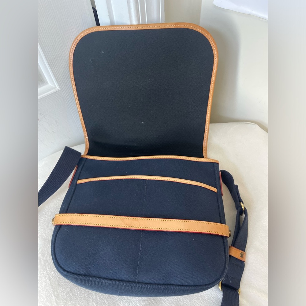 Dooney & Bourke Navy Messenger Bag with Tan Trim EUC - Picture 9 of 15